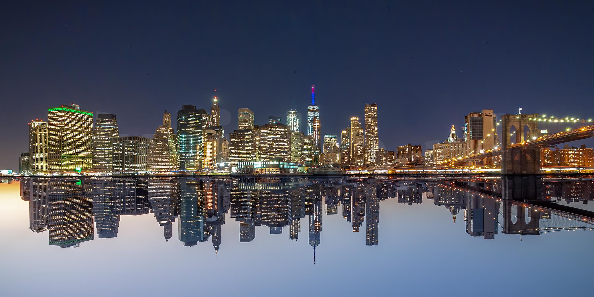 "New York City Skyline, the Upsidedown" 90x45cm - Afbeelding 2